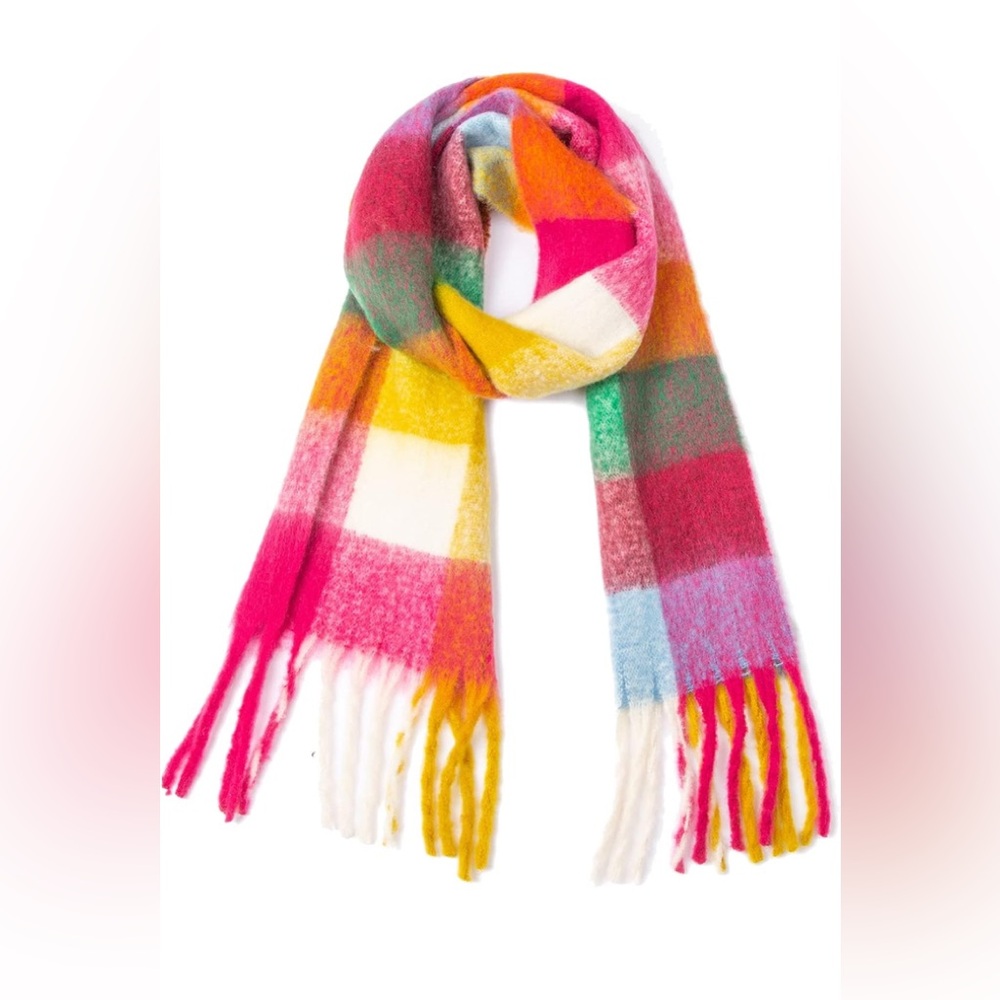Chunky Bright Plaid Oversized Scarf